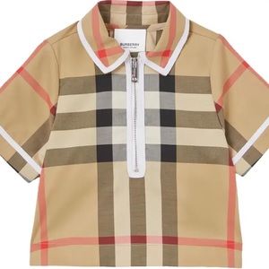 NEW WITH TAGS! Burberry Kids' Mini Thalia Check Stretch Cotton Zip Shirt 18M